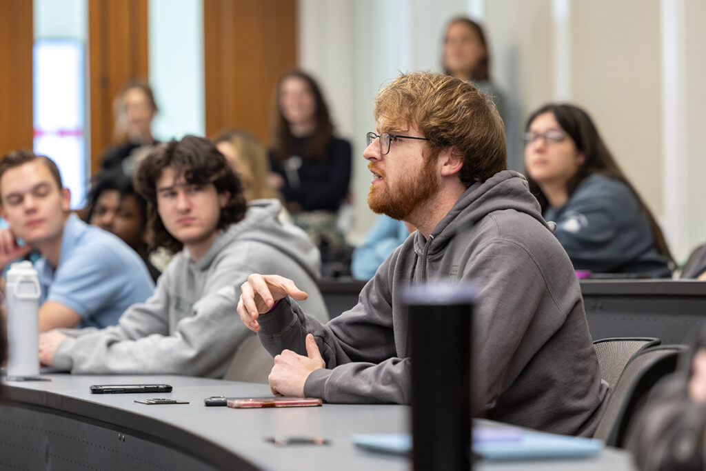 Students at Patton Oswalt Q&A