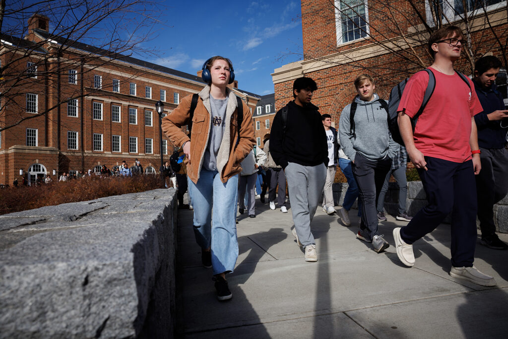Students walking on campus