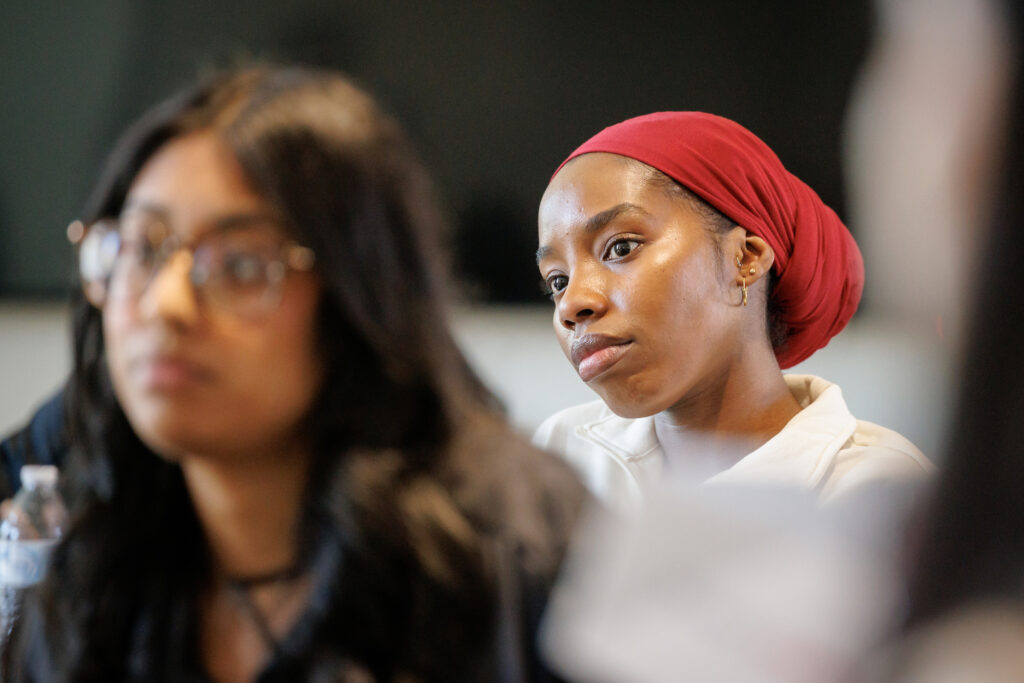  A terry student talks to Tanya Davies. 