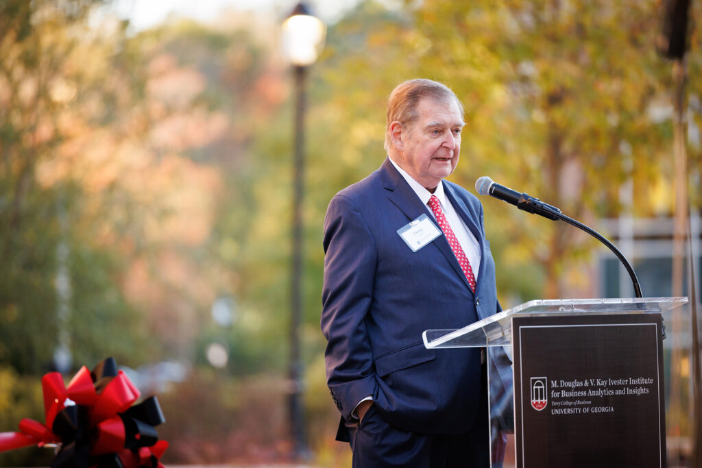 M. Douglas Ivester at the dedication of the M. Douglas and V. Kay Ivester Institute for Business Analytics and Insights.