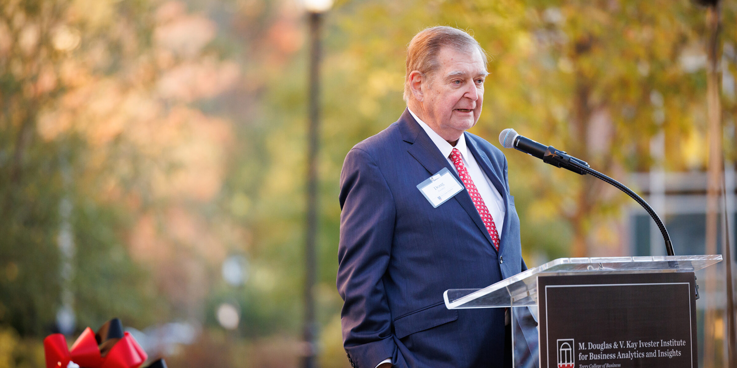 M. Douglas Ivester at the dedication of the M. Douglas and V. Kay Ivester Institute for Business Analytics and Insights.