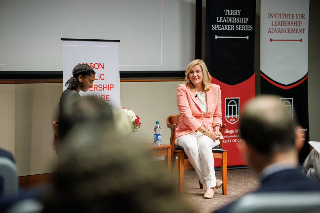 Donna Hyland speaking at Terry College