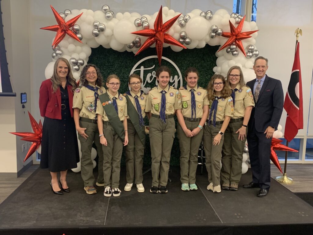 Yancey with a group of Scouts